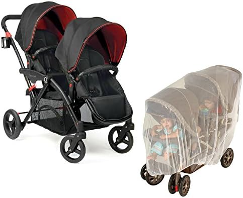 Contours Options Elite Tandem Stroller, Red Velvet with Bug Net
