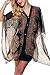 Zeagoo Womens Paisley Print Chiffon Beachwear Poncho Bikini Cover Up Top Dress, One Size, Black
