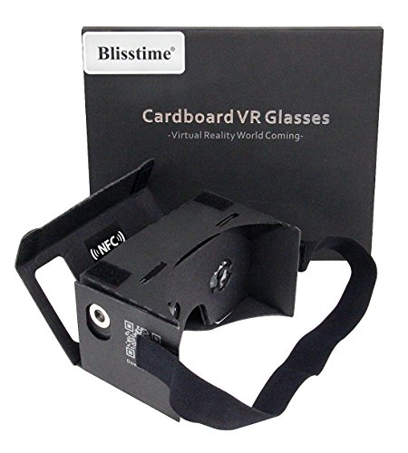 Blisstime Google Cardboard 3d Vr Virtual Reality DIY 3D Glasses for Smartphone 3.5--6 Inch Screen(black cardboard with NFC and headband)