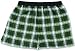 Adult Flannel Boxer Shorts Elastic Waist False Fly Green and White Plaid