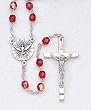 17" Silver Tone Rosary with 5mm Red Beads, Holy Spirit Emblem, and Crucifix - Imported from ITALY 17" Silver Tone Rosary with 5mm Red Beads, Holy Spirit Emblem, and Crucifix - Imported from ITALY