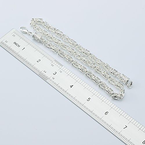 XFH New 925 Sterling Silver Bibcock 20" Byzantine Link Chain Necklace for Women Men