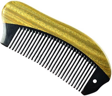 MSP 100% Handmade Pocket Portable Green Sandal Wood Hair Fish Shaped Comb with OX Horn head messager with Aromatic Smell 4.7"