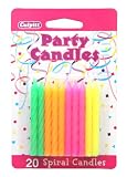 Neon Birthday Cake Candles - Package of 20 Candles