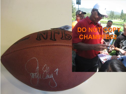 JOHN ELWAY,DENVER BRONCOS,STANFORD CARDINALS,HALL OF FAME,HOF,SIGNED,AUTOGRAPHED,AUTHENIC NFL FOOTBALL,COA WITH PROOF