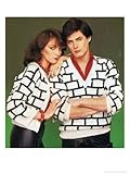IMAGE OF Cheesy 1980's Couple in Matching Knitwear Stretched Canvas Poster Print, 18x24