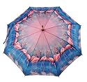 Pink Flamingos Tropical Ocean Beach Auto Button Folding Umbrella