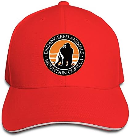 Endangered Animal Mountain Gorilla Trucker Unisex Adjustable Sandwich Cap Red