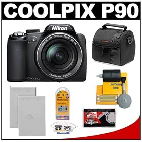 Nikon Coolpix P90 24x Optical Zoom Digital Camera + 2 EN-EL5 Batteries + Cameta Bonus Accessory Kit
