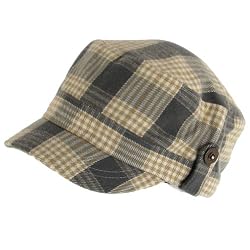 New soft plaid stripe cadet military cabbie cap hat Beige