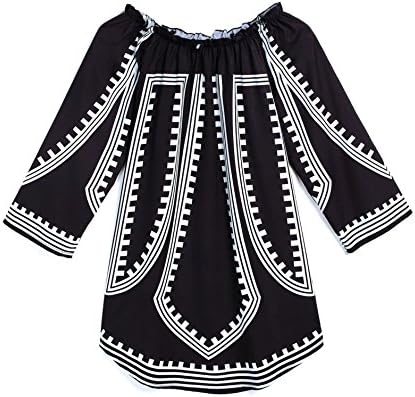 Diorot Women Summer Sexy Out Off Shoulder Printed Mini Dress Black