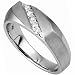 0.25 Ct.T.W. Round Brilliant Cut Diamonds, 14K White Gold. Men's Slanted Diamond Ring
