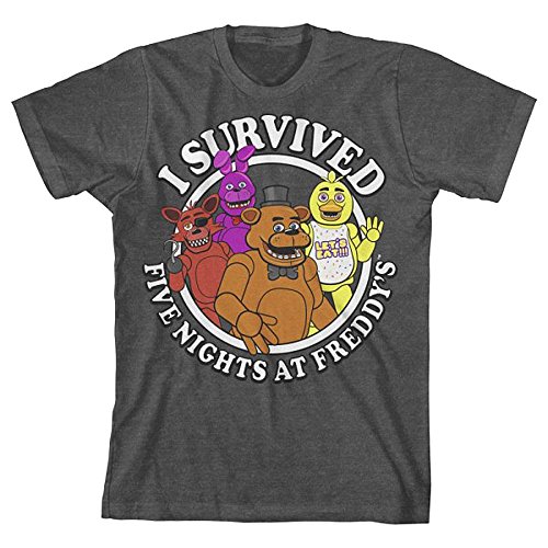 Five Nights At Freddy's I Survived Boys Youth Charcol Heather T-shirt