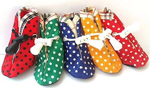 Nylon Retro Polka Dot Style Nonslip Sport Shoes Sneakers Boots Puppy Pet Dog-M#(Blue-white)