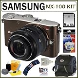 Samsung NX-100 14.6MP Digital Camera in Brown with 20-50mm Zoom Lens and 3- ....