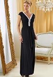 Short Sleeve Beaded Y-Neck Long Dress