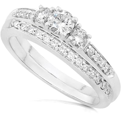 Three Stone Round Diamond Wedding Ring