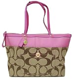 Coach Khaki Pink Signature Stripe Shoulder Bag 11691 by 