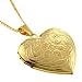 Stunning Gold Tone Heart Shaped Locket Pendant Necklace With 18 Inch Chain
