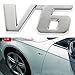 V6 Chrome Silver Decal Sticker Car Badge Auto Engine Cylinder Arrangement Emblem Vehicle V-Type Engine Symbol