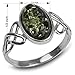Sterling Silver Green Amber Celtic Knot Oval Ring
