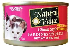 Natural Value Cat Food, Chunk Style Sardines in Jelly, 3-Ounce Cans (Pack of 24)