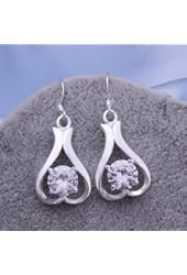 P&P Jewelry E264 silver lovely hollow water drop earringCubic Zirconia earring tiny hoop earrings