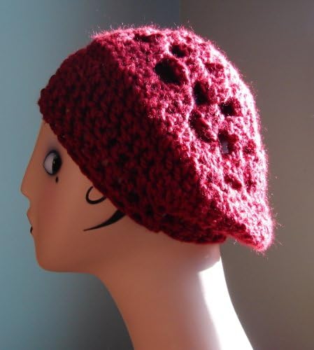 Soft Delicate Crochet Beret - Red