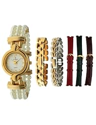 Peugeot Womens 528G Gold-tone Metal & Leather Six Band Gift Set