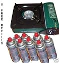 NEW PORTABLE GAS CAMPING / FISHING STOVE + 8 CANISTERS