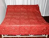 Home Decor Rajrang Brocade Work Embroidery & Mirror Work Cotton Bed Sheet B ....