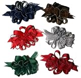 Hair Bows ~ Holiday Organza & GrosGrain Loop Bow ~ 6 Assorted Colors ~ Great Stocking Stuffer!