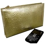 Kena Kai Women's Gold Italian Leather Embossed Lizard Clutch