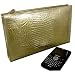  : Kena Kai Women's Gold Italian Leather Embossed Lizard Clutch