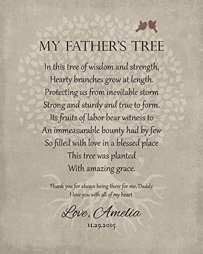 Pesonalized Gift For Dad on Father's Day or Birthday Family Tree of Life Poem My Father's Tree Gift For Mom and Dad 8x10 Unframed Custom Art Print