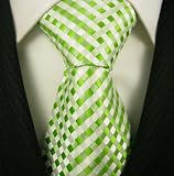 Neckties By Scott Allan, 100% Silk Woven Green & White Checkered Tie