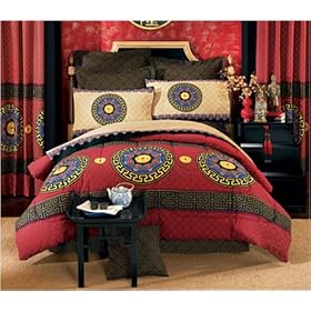Unique Bedding Comforter - Asian Design Good Fortune Symbol Bed in Bag Set - (Full, Queen, or King)