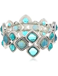 Napier Silver-Tone Blue Drama Stretch Bracelet, 2.15"