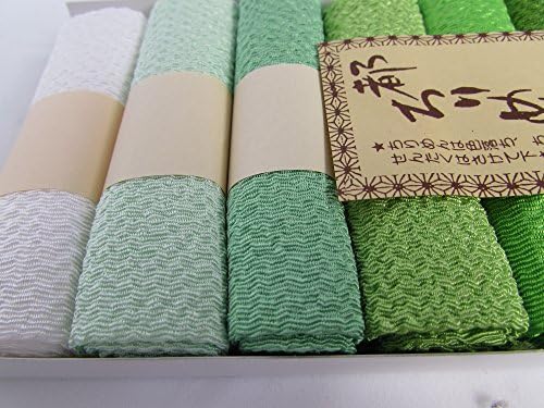 Green Series 10 Assorted Pre-Cut (8.7 "× 6.5") Rayon Crepe MIYAKO Chirimen Fabric Quilt Patchwork