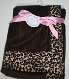 Koala Baby Faux Fur Blanket - Pink & Brown with Leopard Print Trim