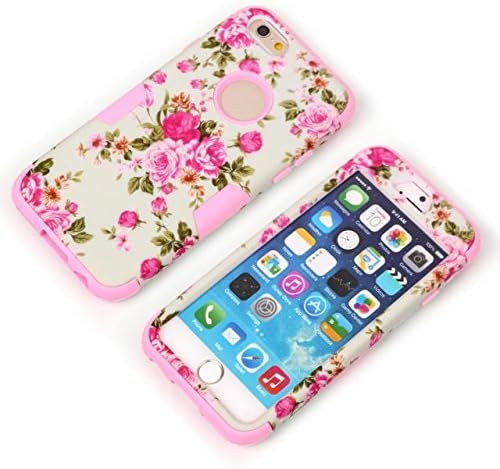 iPhone 6 Plus Case, XYUN (TM) Apple iPhone 6 Case 5.5 inch Heavy Duty [Dual Layer] Shockproof Protective Cover Included a XYUN Mobile Phone Cleaner Dust Plug Gift - Rose Pattern Pink