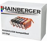 Produkt-Bild: 5 Druckerpatronen mit Chip f&uuml;r Canon, ersetzt PGI-525BK CLI-526BK CLI-526C CLI-526M CLI-526Y , sch(525BK) sch(526BK) blau(526) rot(526M) gelb(526Y)