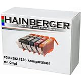 5 Druckerpatronen mit Chip f�r Canon, ersetzt PGI-525BK CLI-526BK CLI-526C CLI-526M CLI-526Y , sch(525BK) sch(526BK) blau(526) rot(526M) gelb(526Y)von "Hainberger"