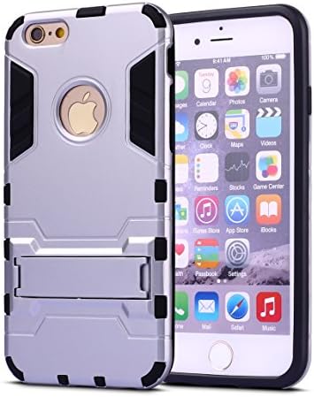 iPhone 6S Case,iPhone 6 case,Ebakx [Ironman Kickstand] Heavy Duty Hybrid Dual Layer Armor Defender Full Body Protective Case Cover for Apple iPhone 6s/iPhone 6 case, (Silver)