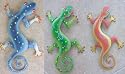 Set/ 3 Metal Geckos 19" Lizard Hang Bend Stand Tropical