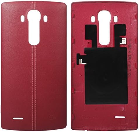 CAPAS LG G4 Back Cover, OEM Original LG Leather Replacement Battery Rear Back Door Cover Case For LG G4 H815 H811 H810 VS986 VS999 US991 F500 LS991 Wireless Charging Function NFC - (Wine Red)