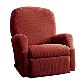 Casual Home Stretch Ribbed Recliner Slipcover - Garnet