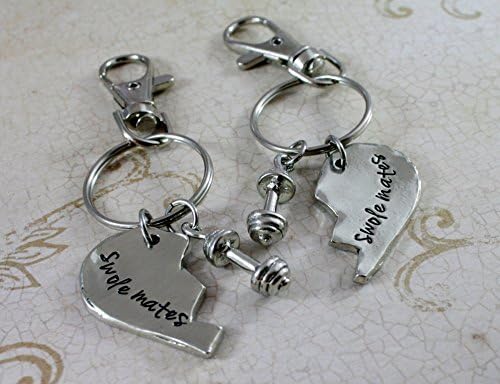 BFF keychains Fitness keychain Hand Stamped Aluminum Weightlifting Keychains "Swole Mates" exercise Keychains workout Keychains trainer