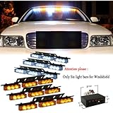 Nilight&reg; White and Amber 54 X Ultra Bright LED Emergency Warning Use Flashing Strobe Lights Bar for Windshield High Quality