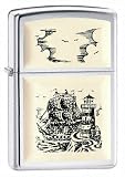 Zippo Lighter Ship Emblem High Polished Brass Image